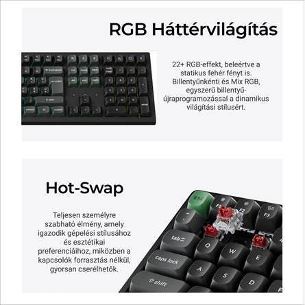 Keychron K10 Ultra 8K Bluetooth / vezeték nélküli magyar Apex Banana mechanikus billentyűzet fekete [ah:0371da42b39ddde24af5d46e7198118d4db133a8be853cc11fb16a52a7236e71] [ah-transfer:17b76660262941b095d0ce66c0343c33]