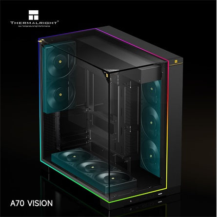 Thermalright A70 VISION ablakos Mid Tower számítógépház, fekete, tápegység nélkül [ah:26cb724b9ca8f8451361207d135faf8aa31c1b12dcb6cbc8065d572fab6805cd] [ah-transfer:60024343aee24901a51600950f21f478]