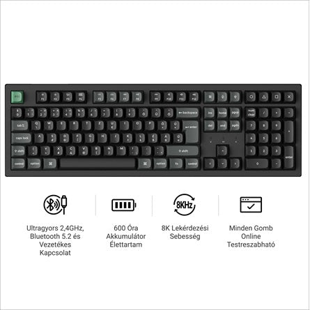 Keychron K10 Ultra 8K Bluetooth / vezeték nélküli magyar Apex Banana mechanikus billentyűzet fekete [ah:317684c982777d5445e9f6e87b54cb21995be8c8f374095347ddc9039afc8ef6] [ah-transfer:cbb6e9e77310418aa137d8ccffa4f16b]
