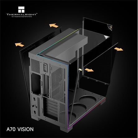 Thermalright A70 VISION ablakos Mid Tower számítógépház, fekete, tápegység nélkül [ah:8a3cd356a6a55d4da5cb5ab83468e830d0b0bf48fdc307e29c054b6213dc913b] [ah-transfer:13a1b4fcfb3e4bba8fc4cab9c7fe7e3e]