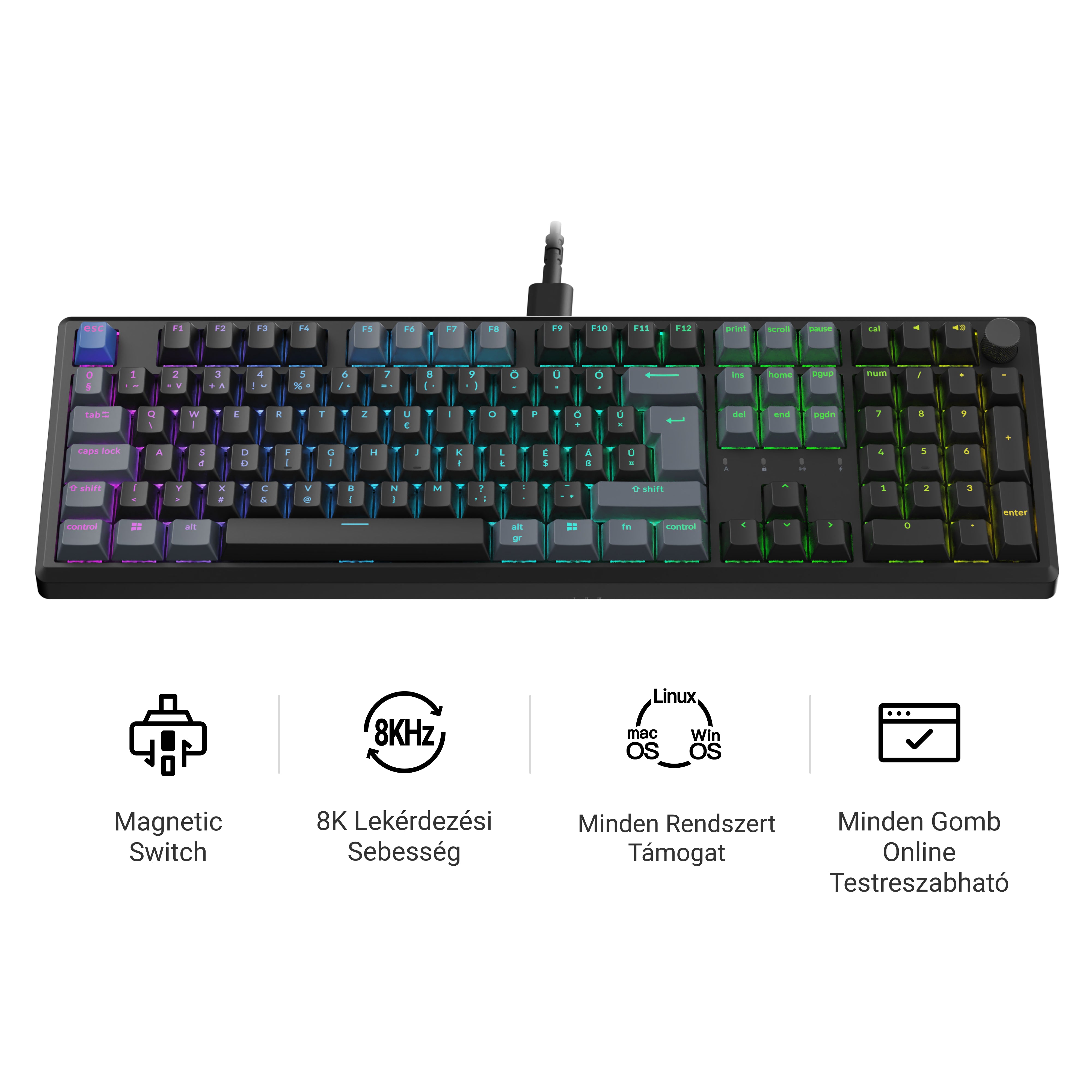 Keychron J5 HE Ultra - vezeték nélküli mechanikus billentyűzet - ISO HU