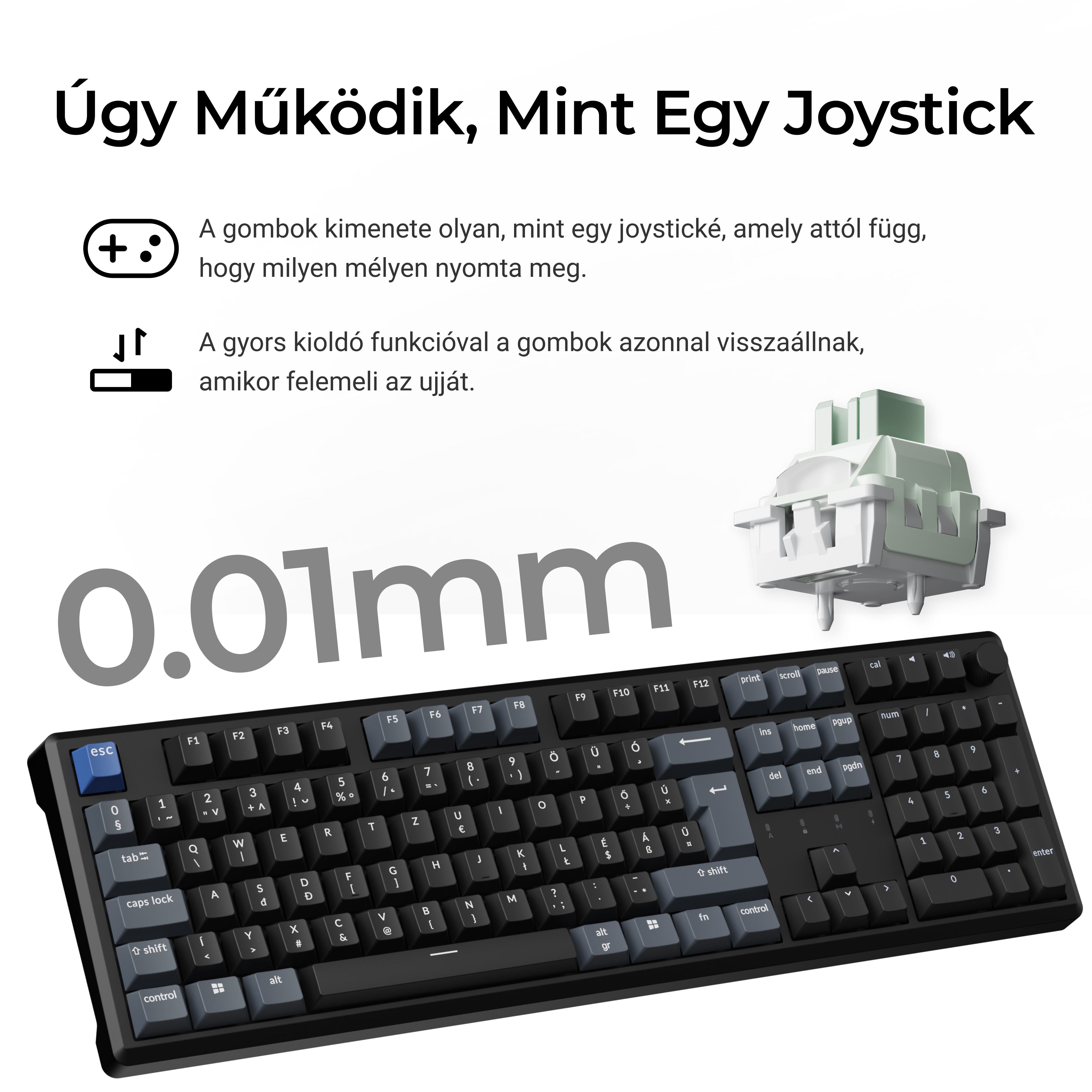 Keychron J5 HE Ultra - vezeték nélküli mechanikus billentyűzet - ISO HU