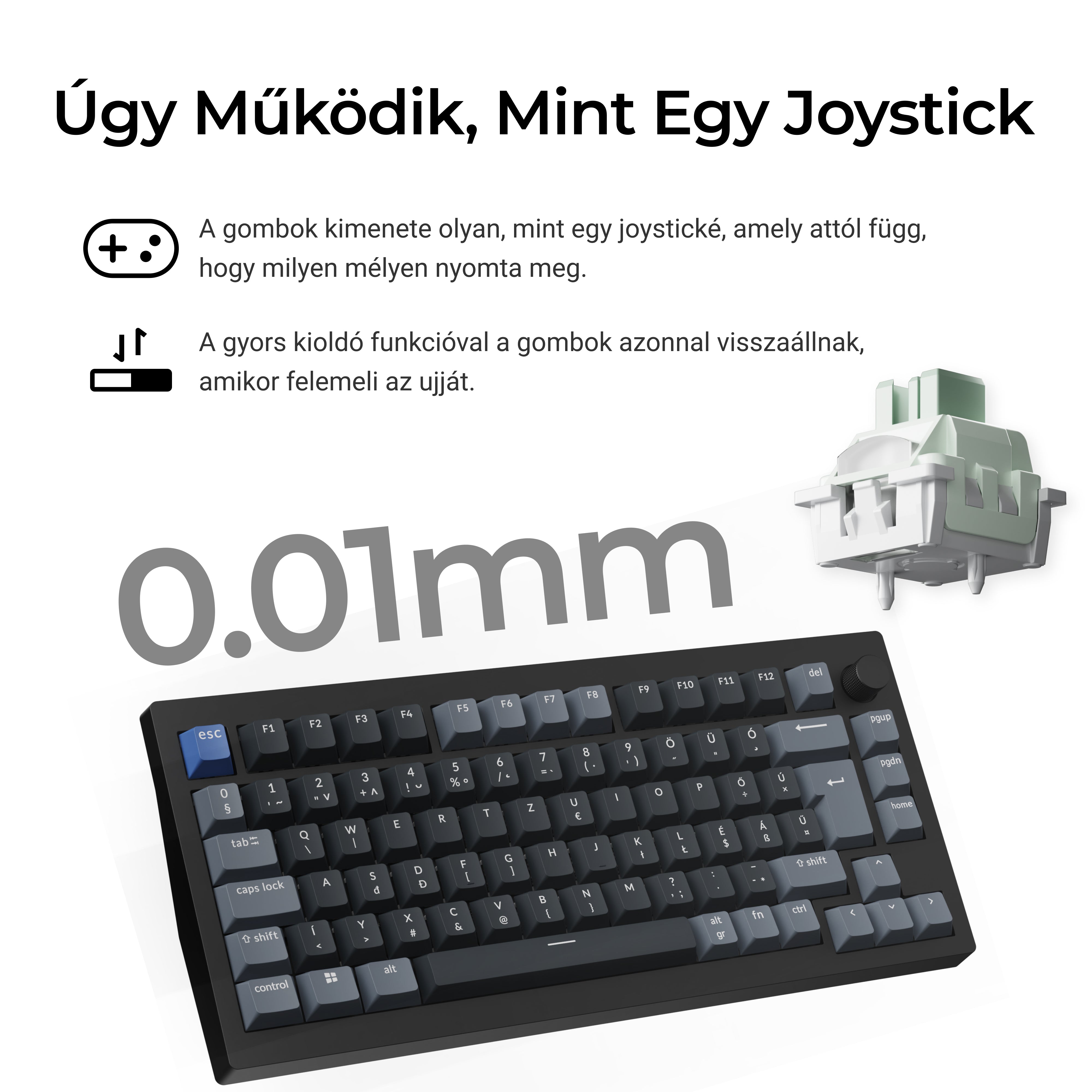 Keychron J8 HE 8K - vezeték nélküli mechanikus billentyűzet - ISO HU