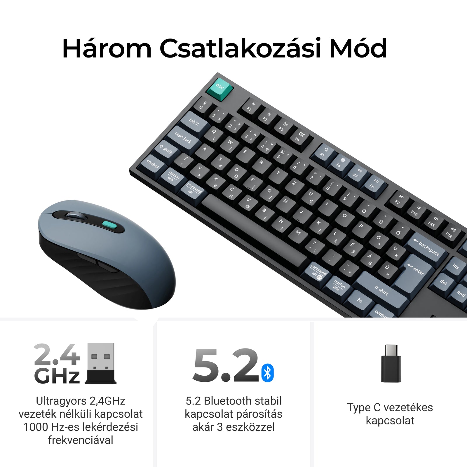Keychron B33 billentyűzet és BM25 Egér - ISO HU wireless