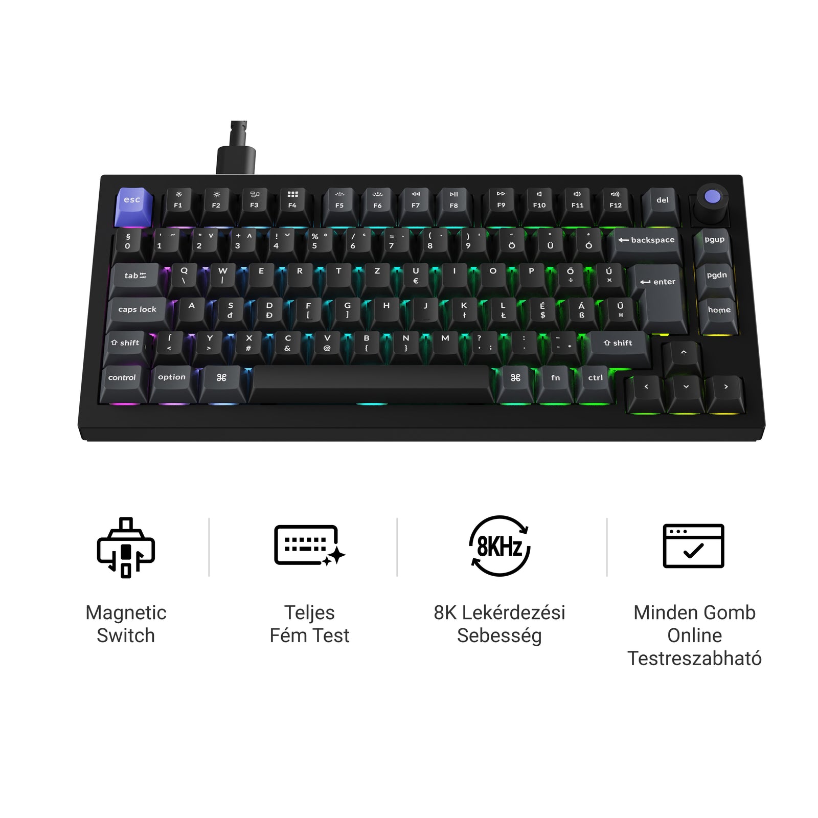 Keychron Q1 HE 8K - vezeték nélküli mechanikus billentyűzet - ISO HU