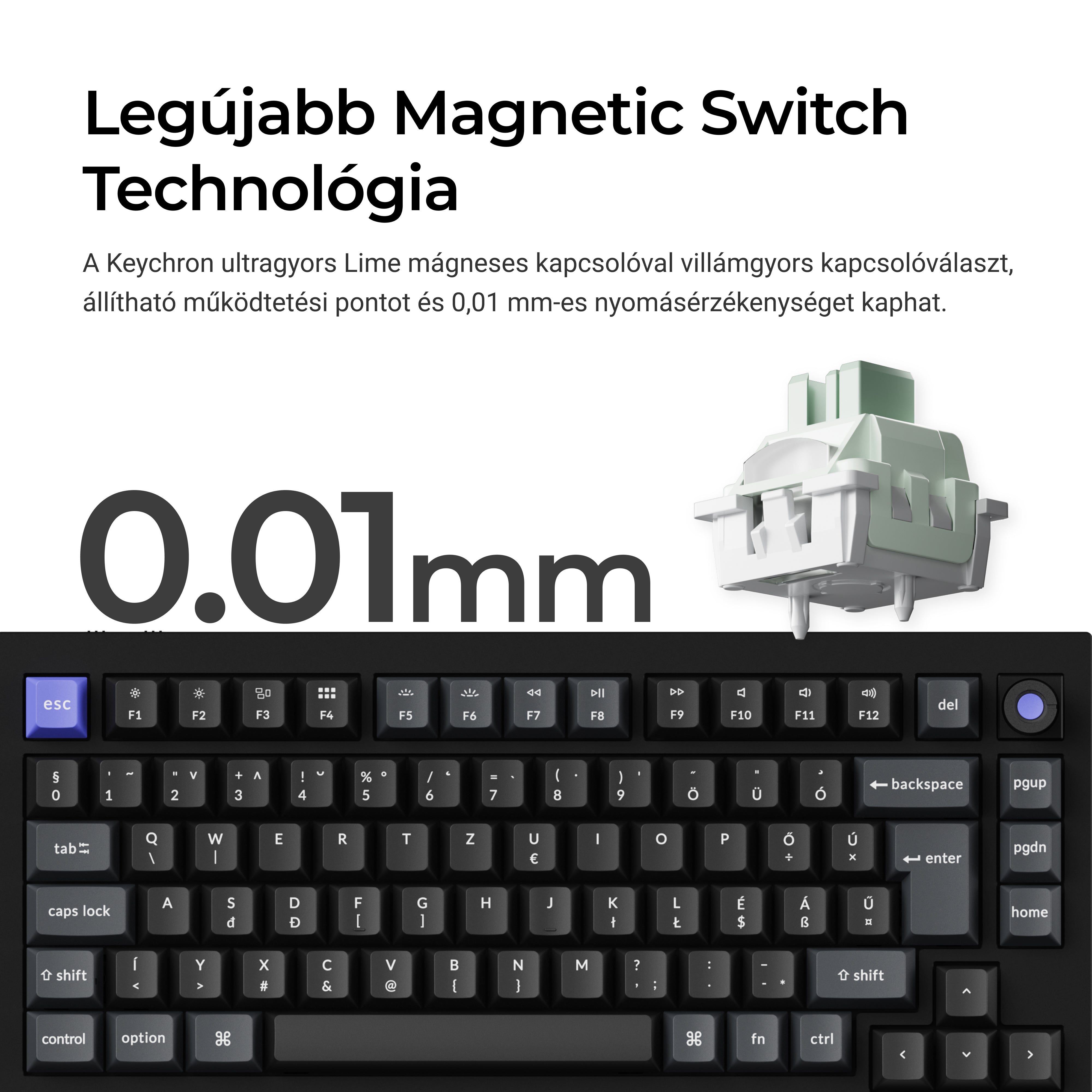 Keychron Q1 HE 8K - vezeték nélküli mechanikus billentyűzet - ISO HU