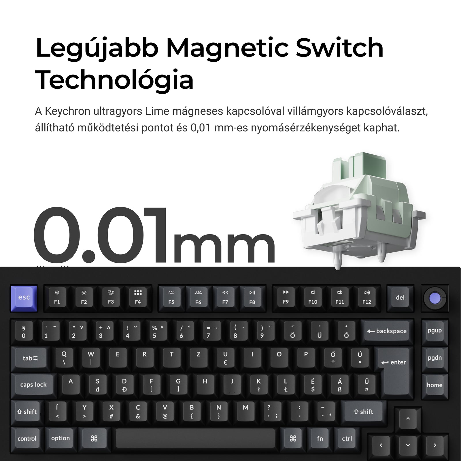 Keychron Q1 HE 8K - vezeték nélküli mechanikus billentyűzet - ISO HU