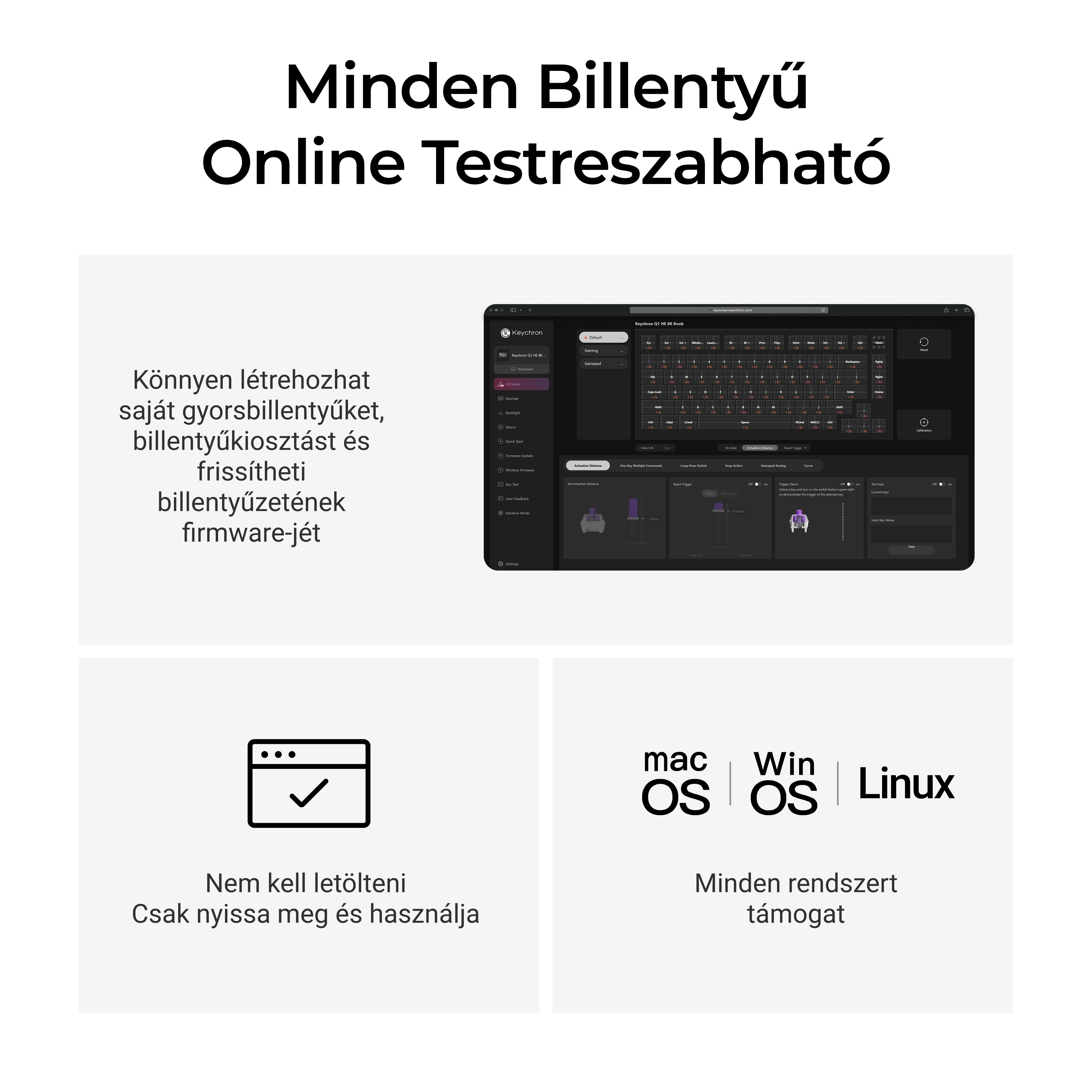 Keychron Q1 HE 8K - vezeték nélküli mechanikus billentyűzet - ISO HU
