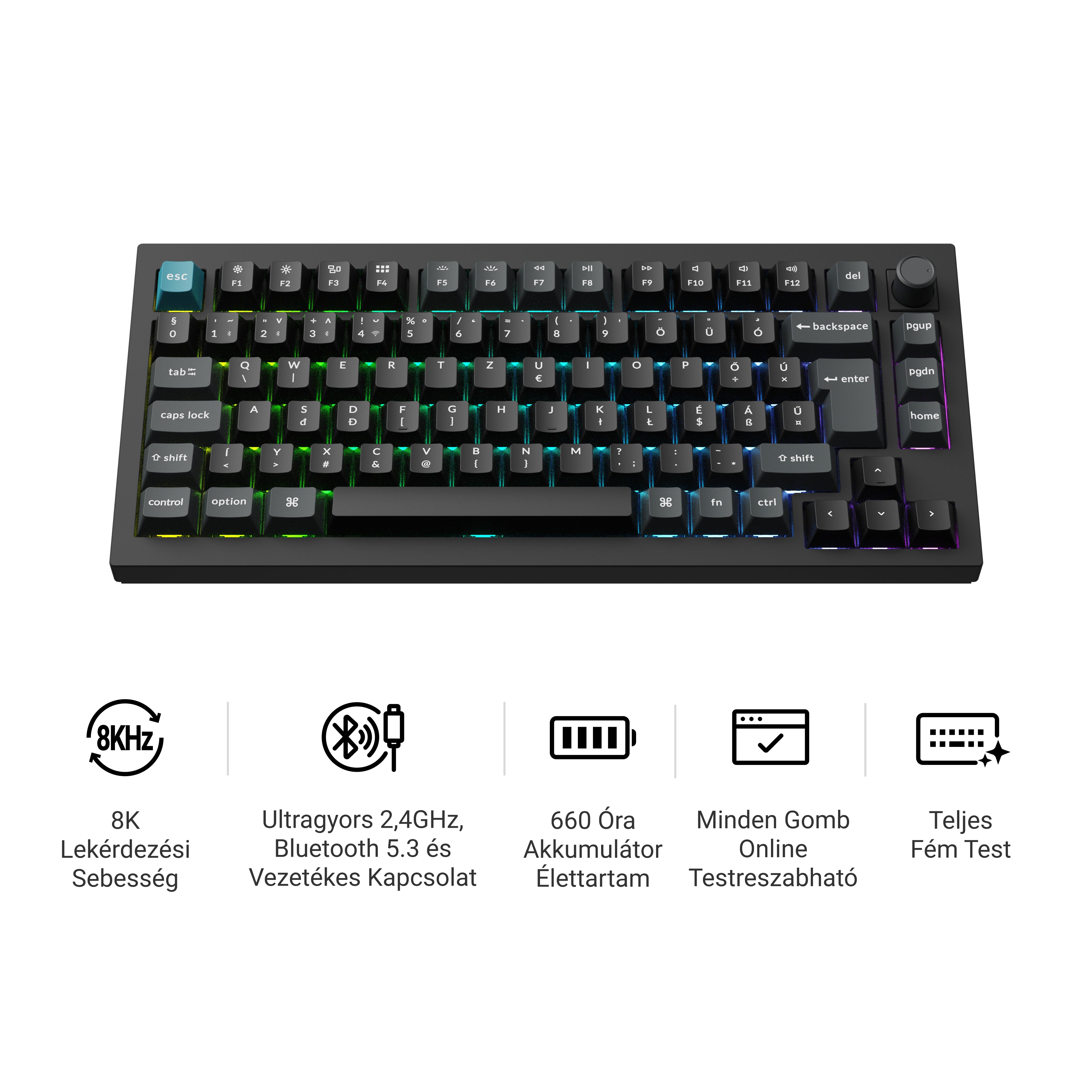 Keychron Q1 Ultra 8K - vezeték nélküli mechanikus billentyűzet - ISO HU