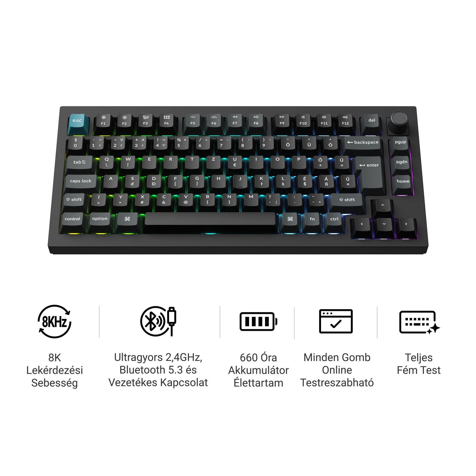 Keychron Q1 Ultra 8K - vezeték nélküli mechanikus billentyűzet - ISO HU