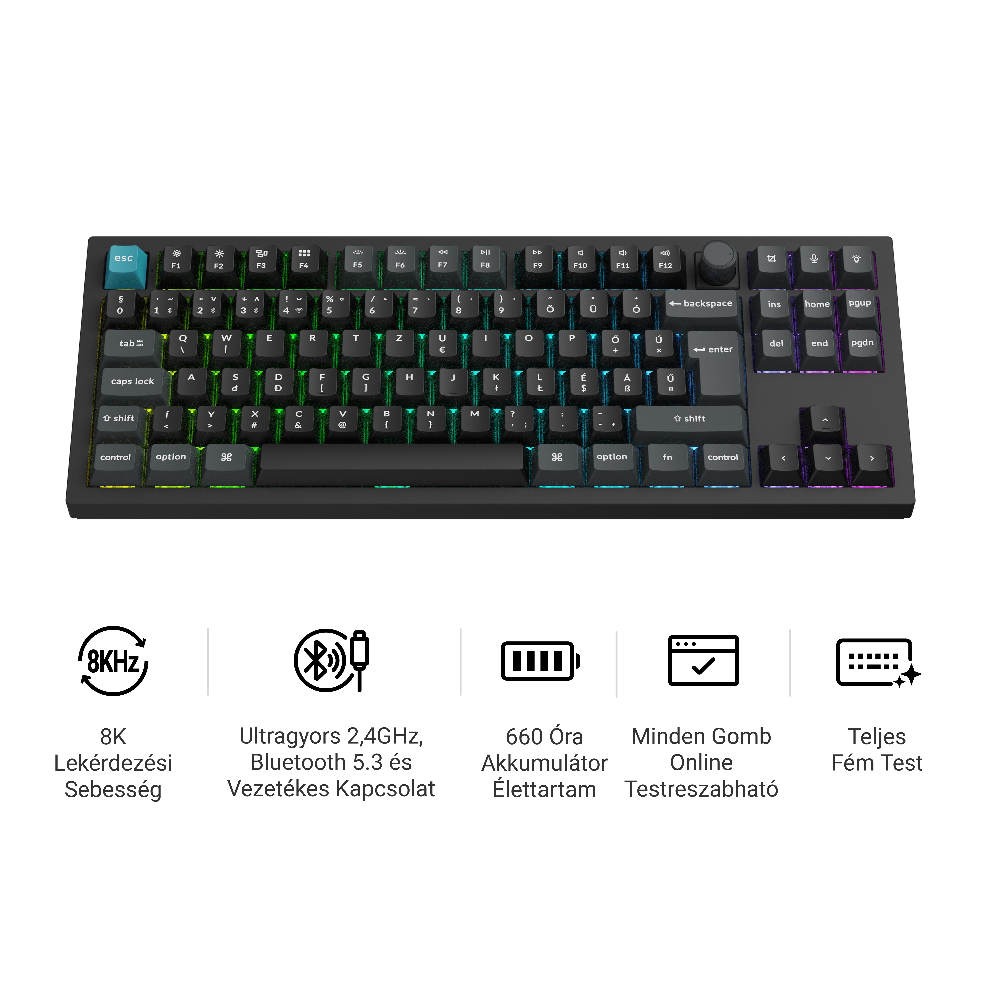 Keychron Q3 Ultra 8K - vezeték nélküli mechanikus billentyűzet - ISO HU