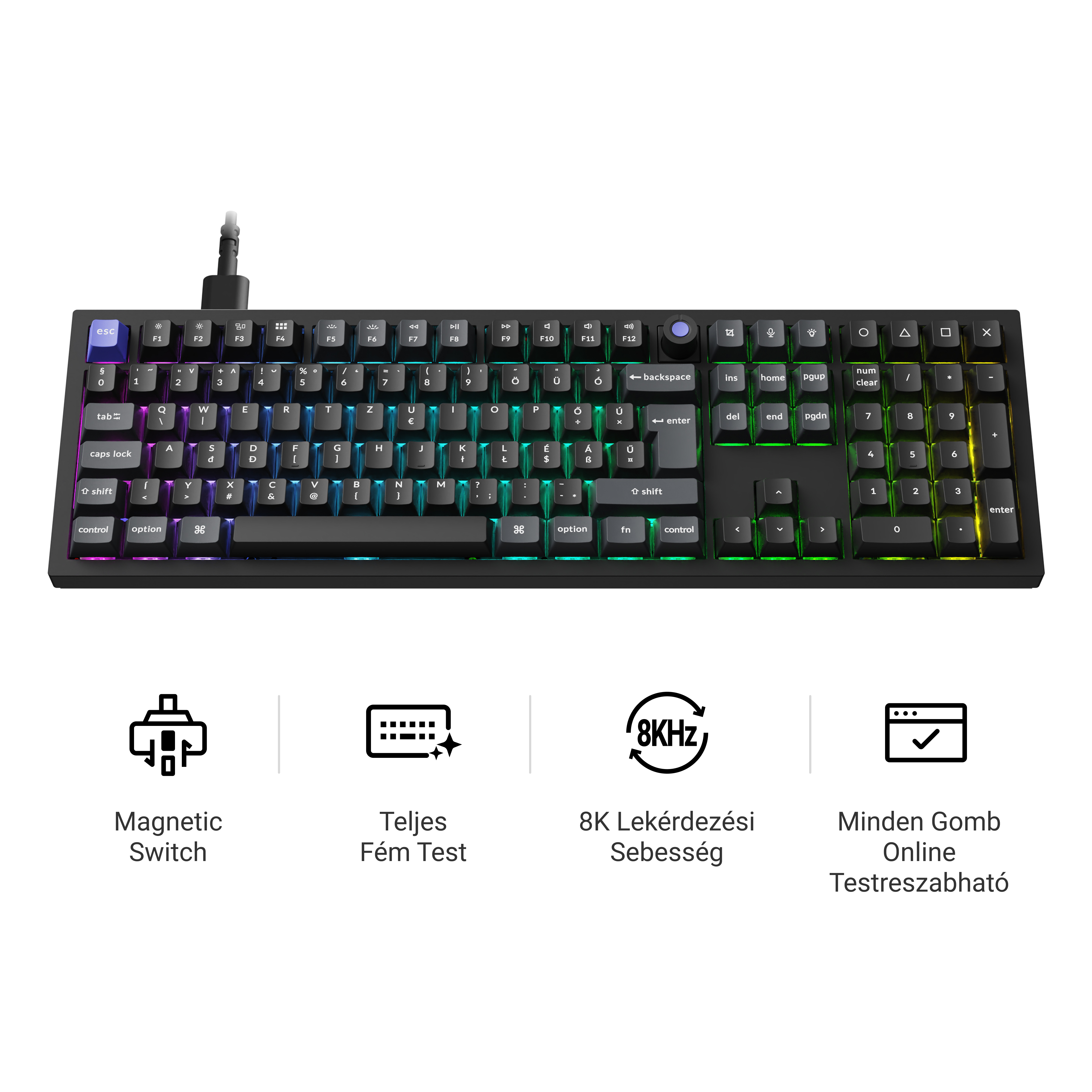 Keychron Q6 HE 8K - vezeték nélküli mechanikus billentyűzet - ISO HU