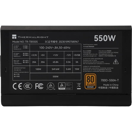 Thermalright TB-550S / TB- 650S / TB-750S / TB-850S ATX desktop tápegység 80+ Bronze BOX