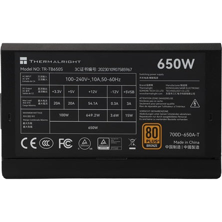 Thermalright TB-550S / TB- 650S / TB-750S / TB-850S ATX desktop tápegység 80+ Bronze BOX