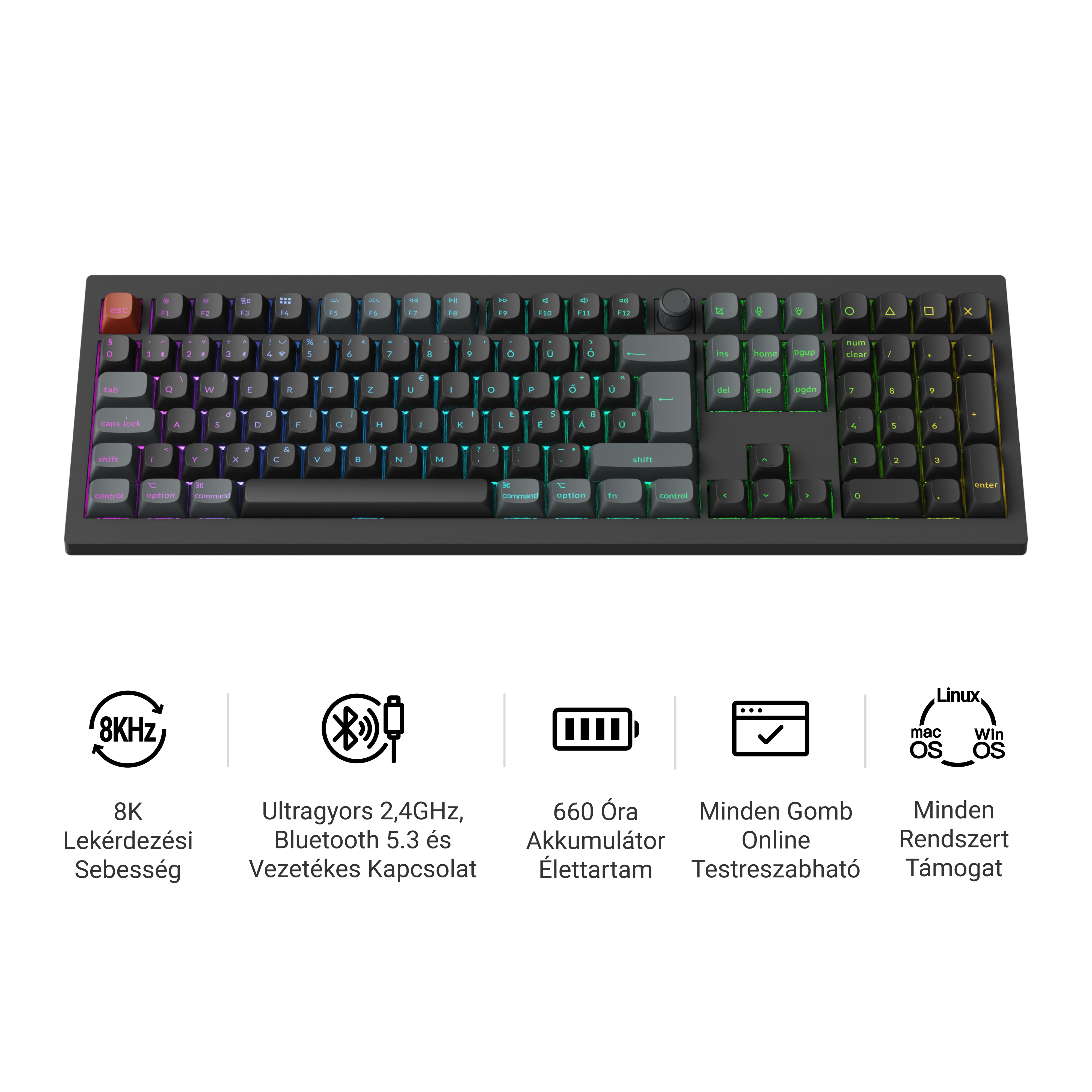 Keychron V6 Ultra 8K mechanikus billentyűzet - ISO-HU