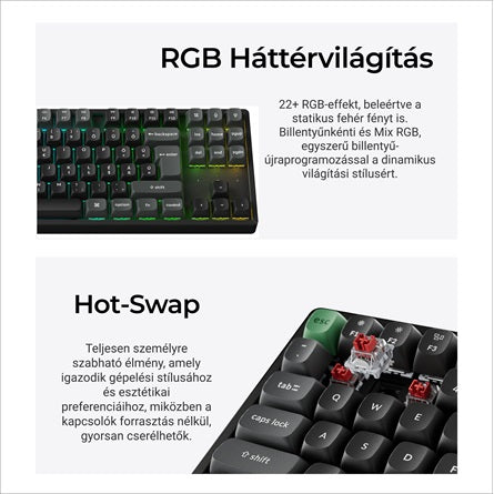 Keychron K8 Ultra 8K Bluetooth / vezeték nélküli magyar Apex Brown mechanikus billentyűzet fekete [ah:a19d6509f47e3195fa604a3ea501efb0947e7f5168755f9d4e11ed733a5212e8] [ah-transfer:f922aa53d60c45d4870c3d474ebd472b]
