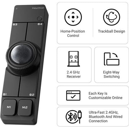 Keychron Nape Pro vezeték nélküli trackball egér, fekete [ah:a71b6a81e4fa37ceef591a08b4c8083584e22ae77ae7460f27ccbe7ad5e4b83b] [ah-transfer:2cbabdecbce543a9b1201a68464af86f]