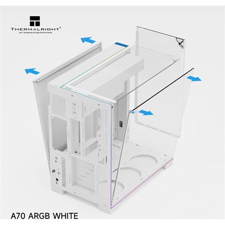 Thermalright A70 ARGB ablakos Mid Tower számítógépház, fehér, tápegység nélkül [ah:ad608fb45ba895d8b47fe19a013c90925e0bfd2916f4744c684b89709d7863e5] [ah-transfer:c74cf08ae86044f8aaee915b04669046]