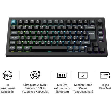 Keychron Q1 Ultra 8K - vezeték nélküli mechanikus billentyűzet - ISO HU [ah:7c3f8afd8b1faf970ad2b80a06308bc20383f02fa9c3ca7f3c87f0c0e6d935d8] [ah-transfer:1ad224a60467472a99283c605edccf5e]