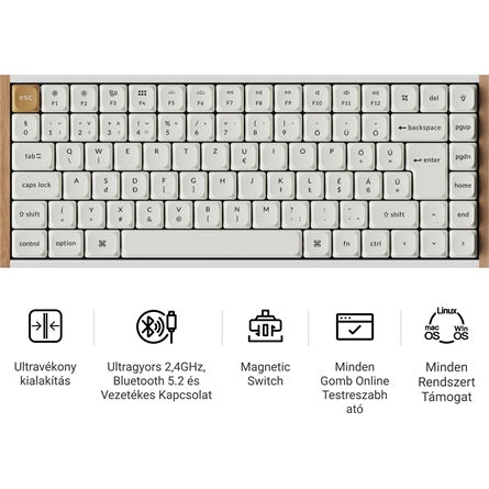 Keychron K3 HE Bluetooth / vezeték nélküli magyar Ultra-fast Lime Magnetic mechanikus billentyűzet fehér [ah:e90f10e8fd3623f4b3b10b5f20a1850d0bcd1033efa91d7ef7e4e21ba4c13aa0] [ah-transfer:425117ce47904a72bd3d24cefa3de5b3]