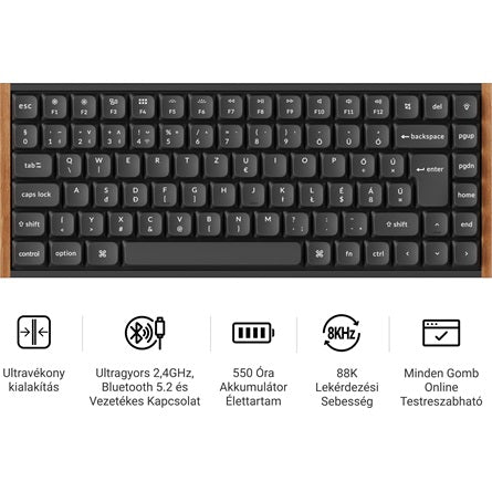 Keychron K3 Ultra 8K Bluetooth / vezeték nélküli magyar Milk POM Brown mechanikus billentyűzet fekete [ah:eb7a6845a259622e6e40ee8fb6572a25ecab2e1f93886019a4d0d4b847eac21d] [ah-transfer:a2e88c737f9e42b1a2b8254d237195cd]