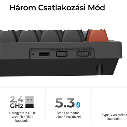 Keychron V3 Ultra Bluetooth vezeték nélküli billentyűzet, magyar kiosztással, fekete [ah:e0d050f2ce5e5ec1491f7460fef7c43ac159ad2a47357d9ed27ba47c9e6c7000] [ah-transfer:2425ff0762c24724baa0dd5b65fa3db1]